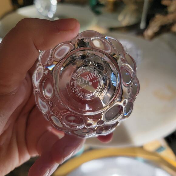 Mikasa Crystal Bubbles Votive Candle Holder Clear Textured Bubble Glass Set of 2 - Picture 3 of 10